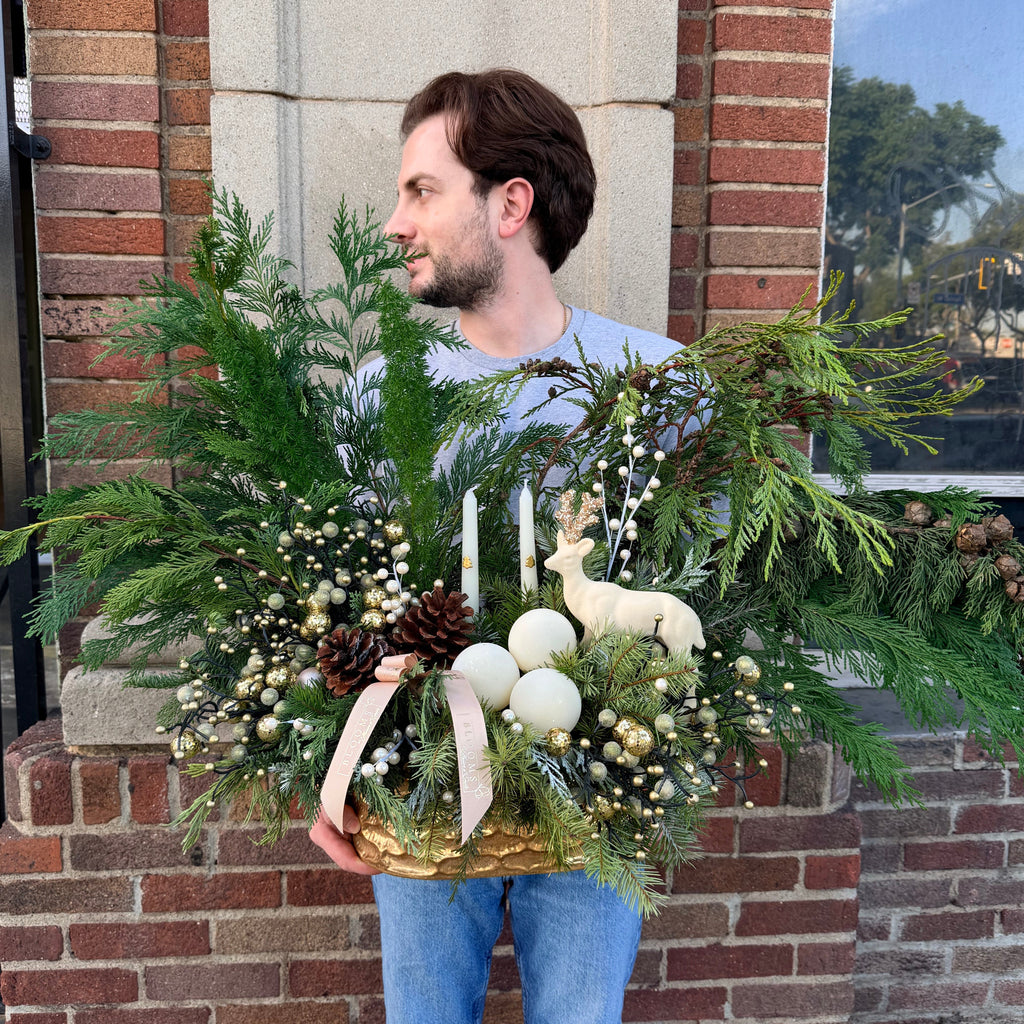 Gilded Evergreen Centerpiece