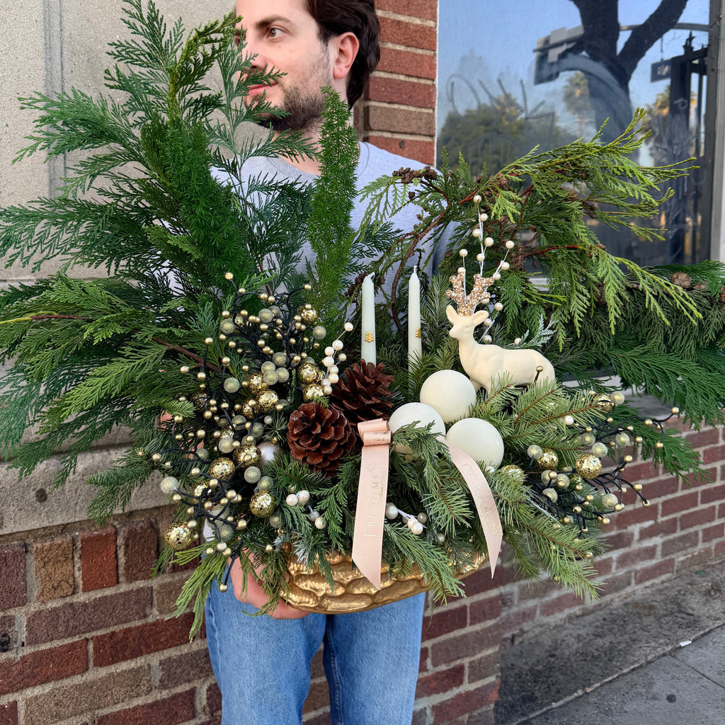 Gilded Evergreen Centerpiece