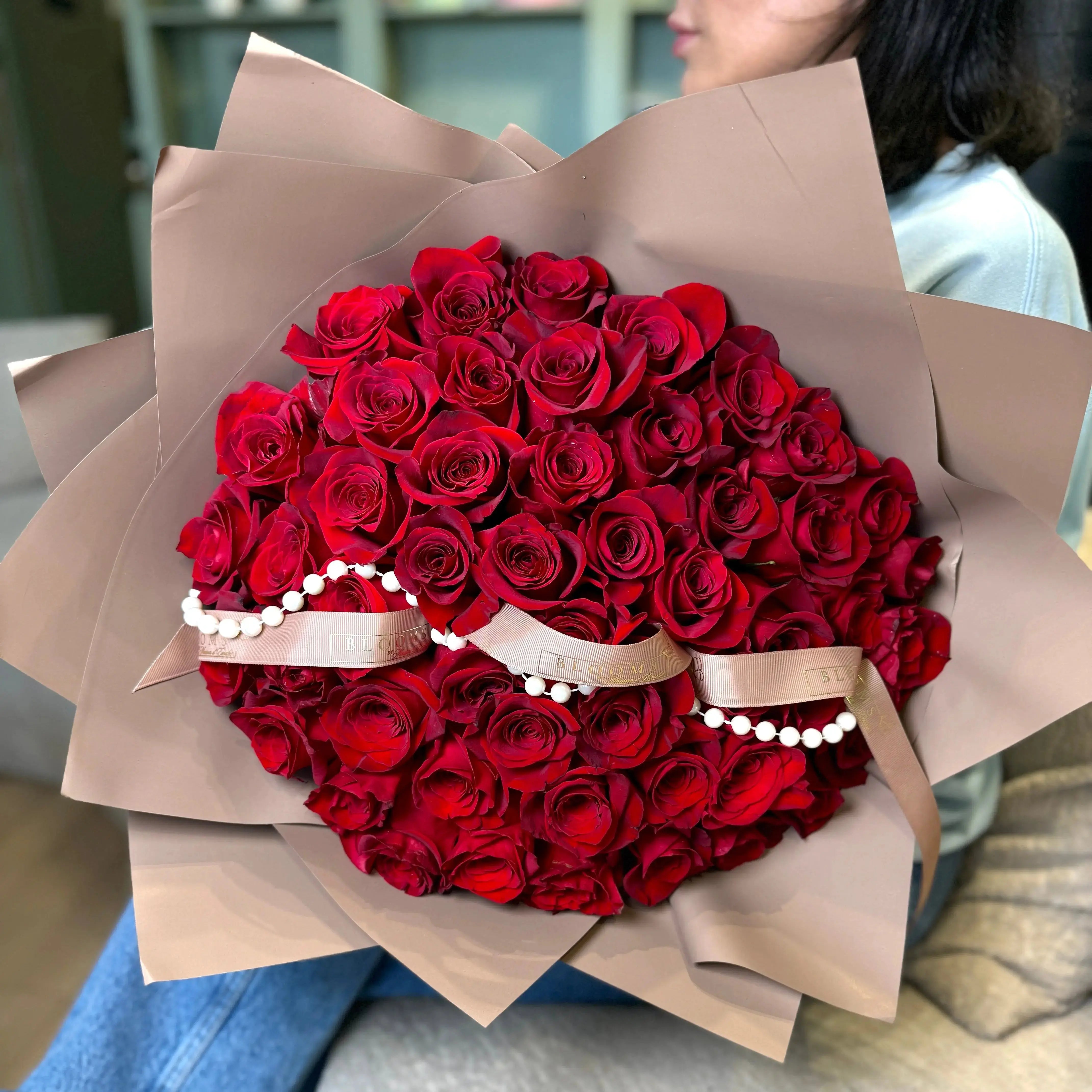 Eternal Bloom Box – Luxury Pink & Green Roses by Blooms by Maison