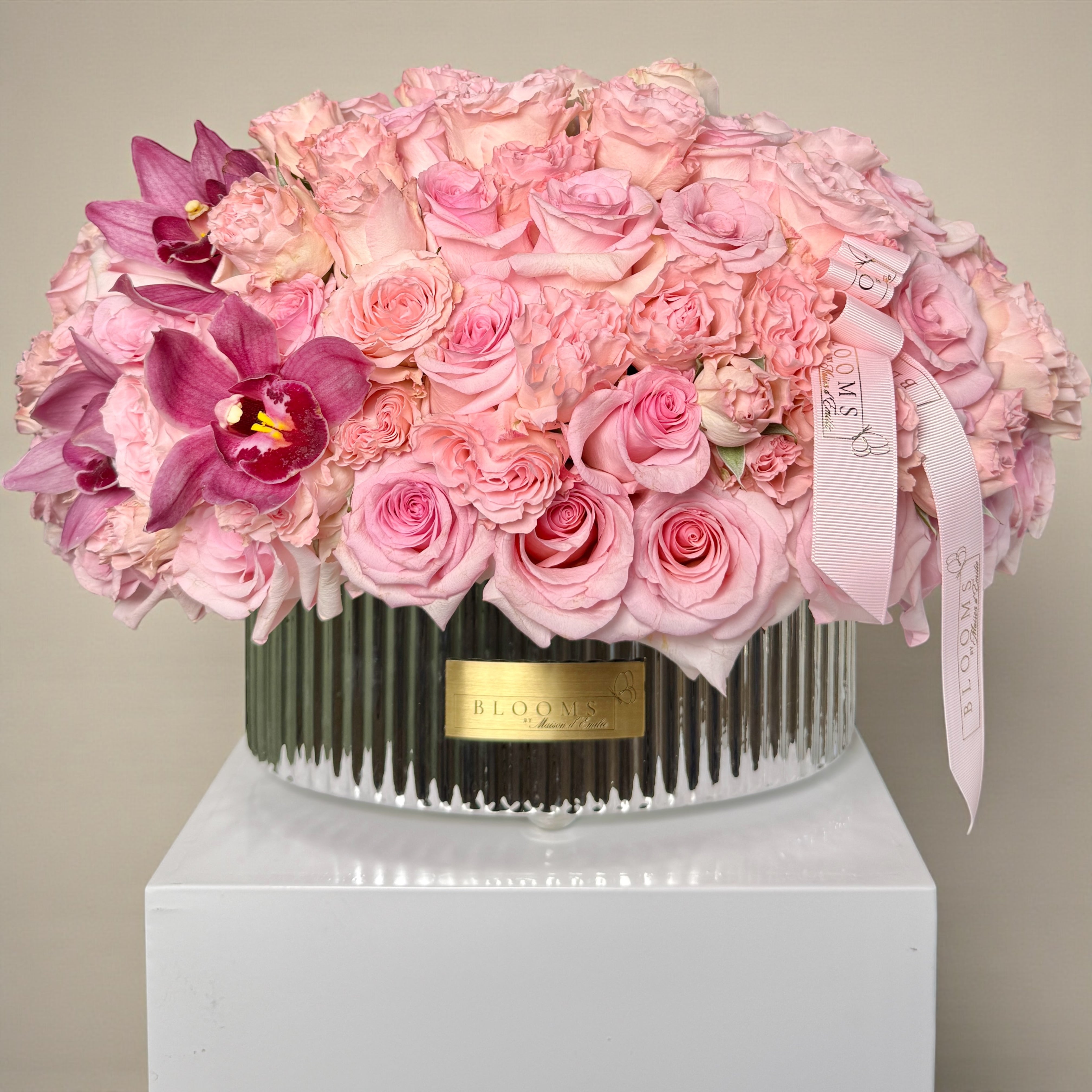 Eternal Bloom Box – Luxury Pink & Green Roses by Blooms by Maison